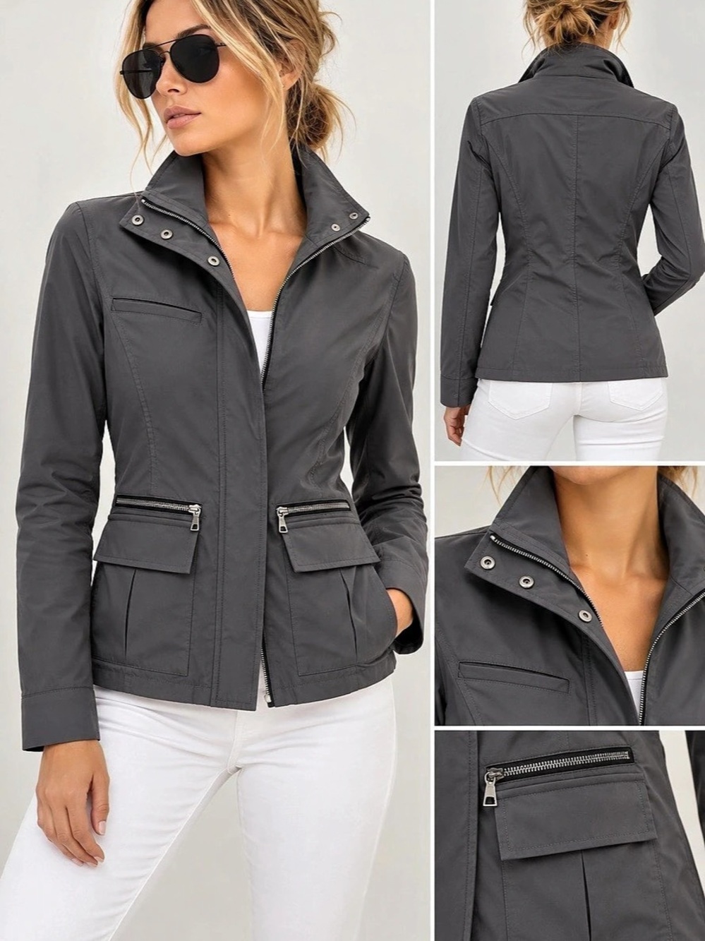 Anatomie Kenya Safari Travel Jacket Dark Gray Utility Jacket Medium Like New!!